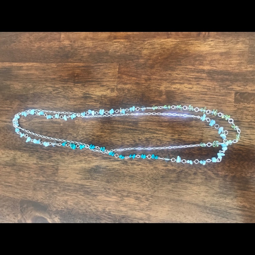 Loft silver plated and gem necklace